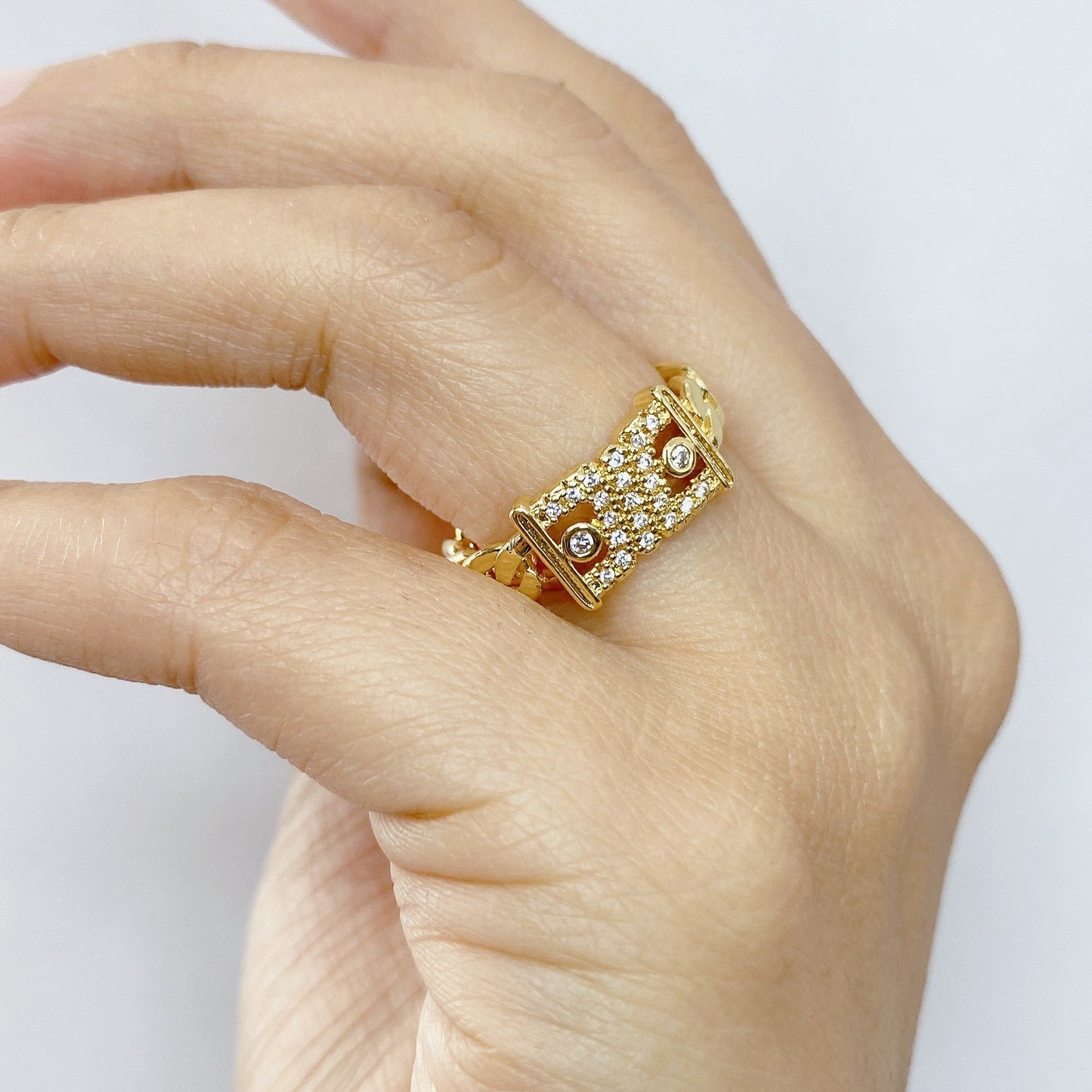 Anillo Chapa de Oro Ajustable ACO735-1