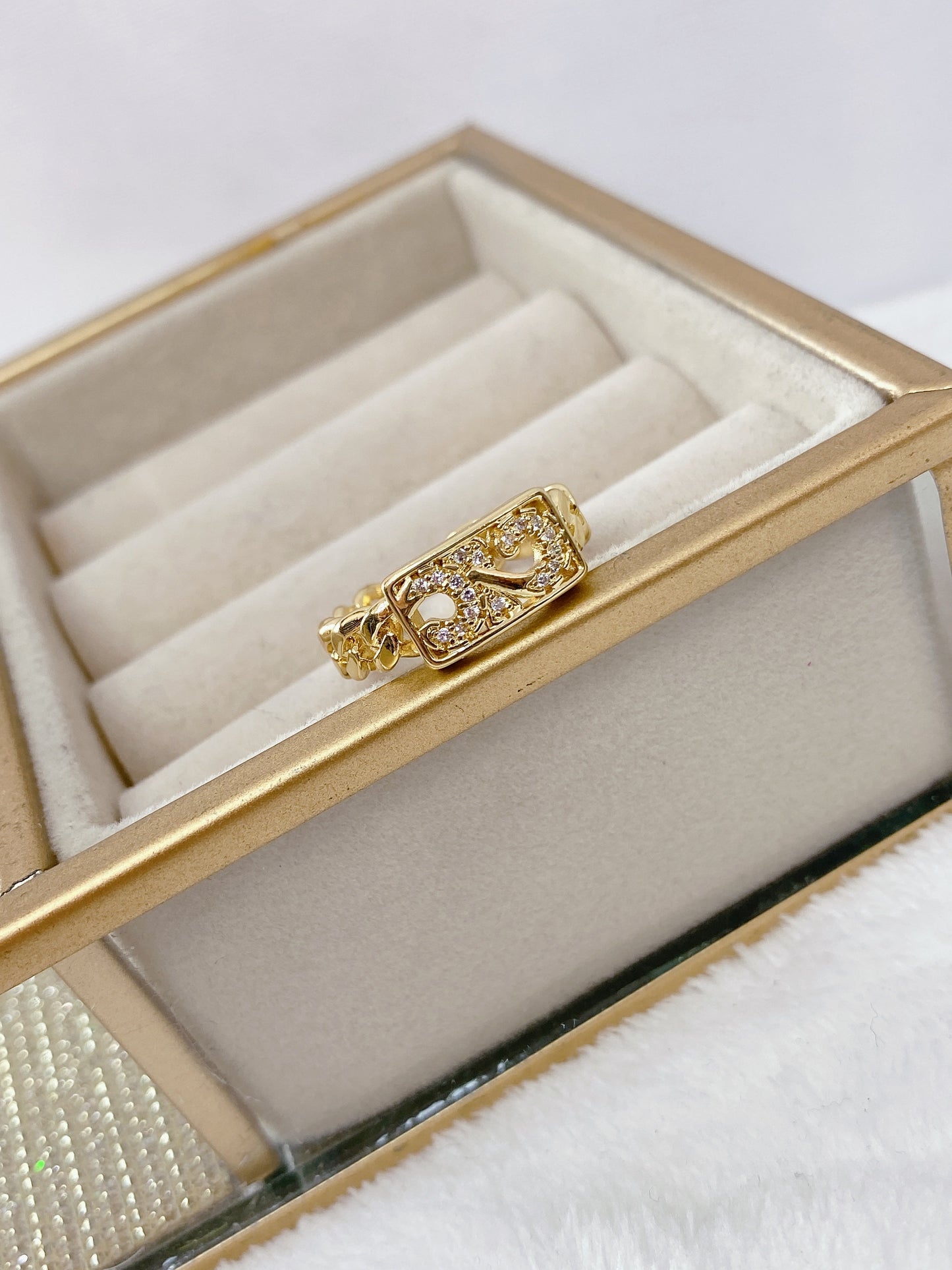Anillo Chapa de Oro Ajustable ACO737-1