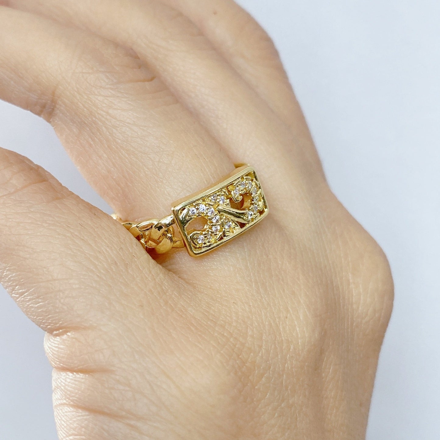 Anillo Chapa de Oro Ajustable ACO737-1