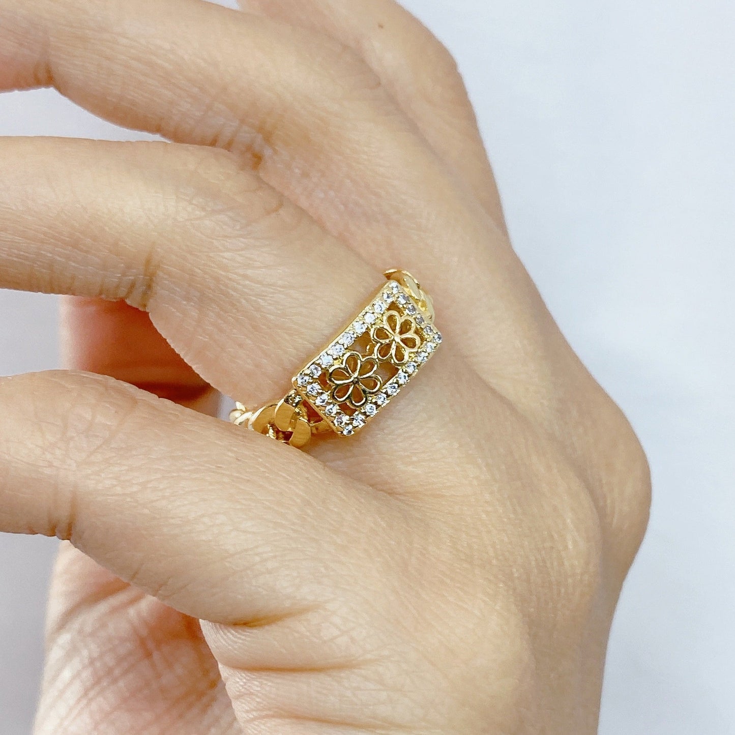 Anillo Chapa de Oro Ajustable ACO738-1