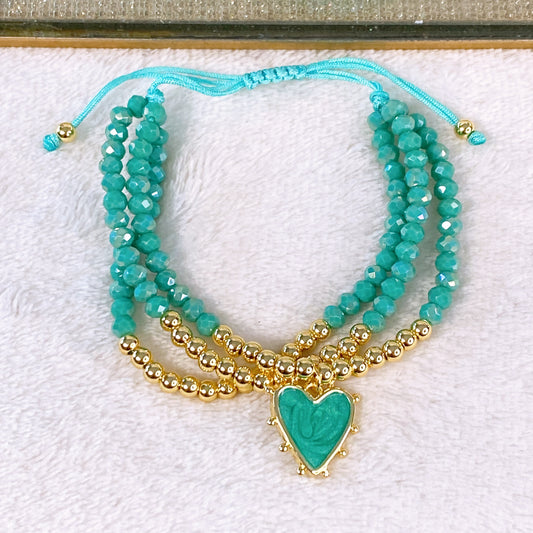 Pulsera Cristal y de Chapa de Oro COP1945-2
