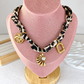 Collar de Tela con Dijes de Acero Inoxidable CAI3187-1