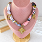 Collar de Tela con Dijes de Acero Inoxidable CAI3190-1