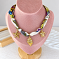 Collar de Tela con Dijes de Acero Inoxidable CAI3195-1