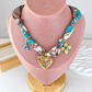 Collar de Tela con Dijes de Acero Inoxidable CAI3184-1