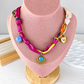 Collar de Tela con Dijes de Acero Inoxidable CAI3192-1