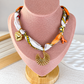 Collar de Tela con Dijes de Acero Inoxidable CAI3191-1