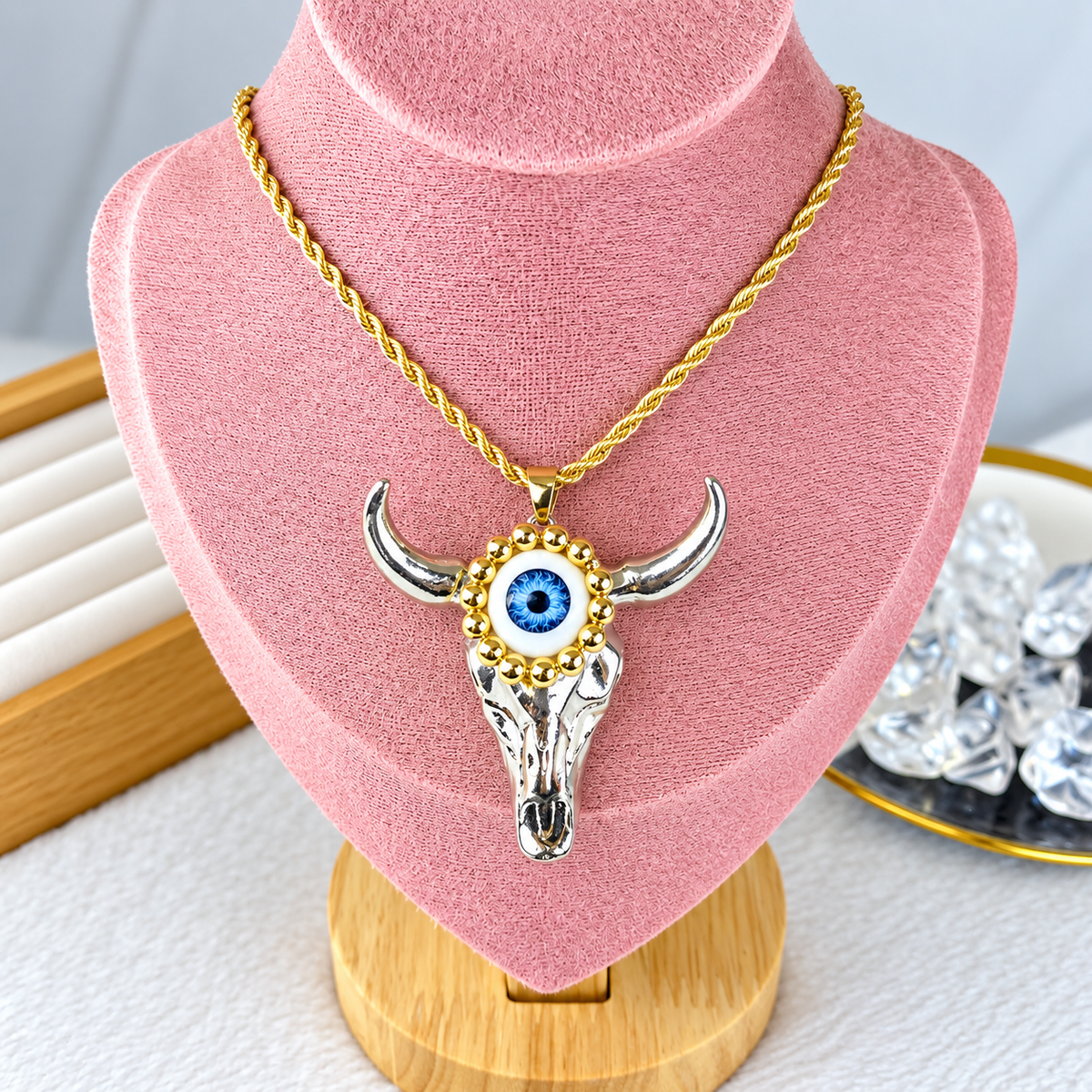 Collar de Acrilico y Chapa de Oro CC2550-4