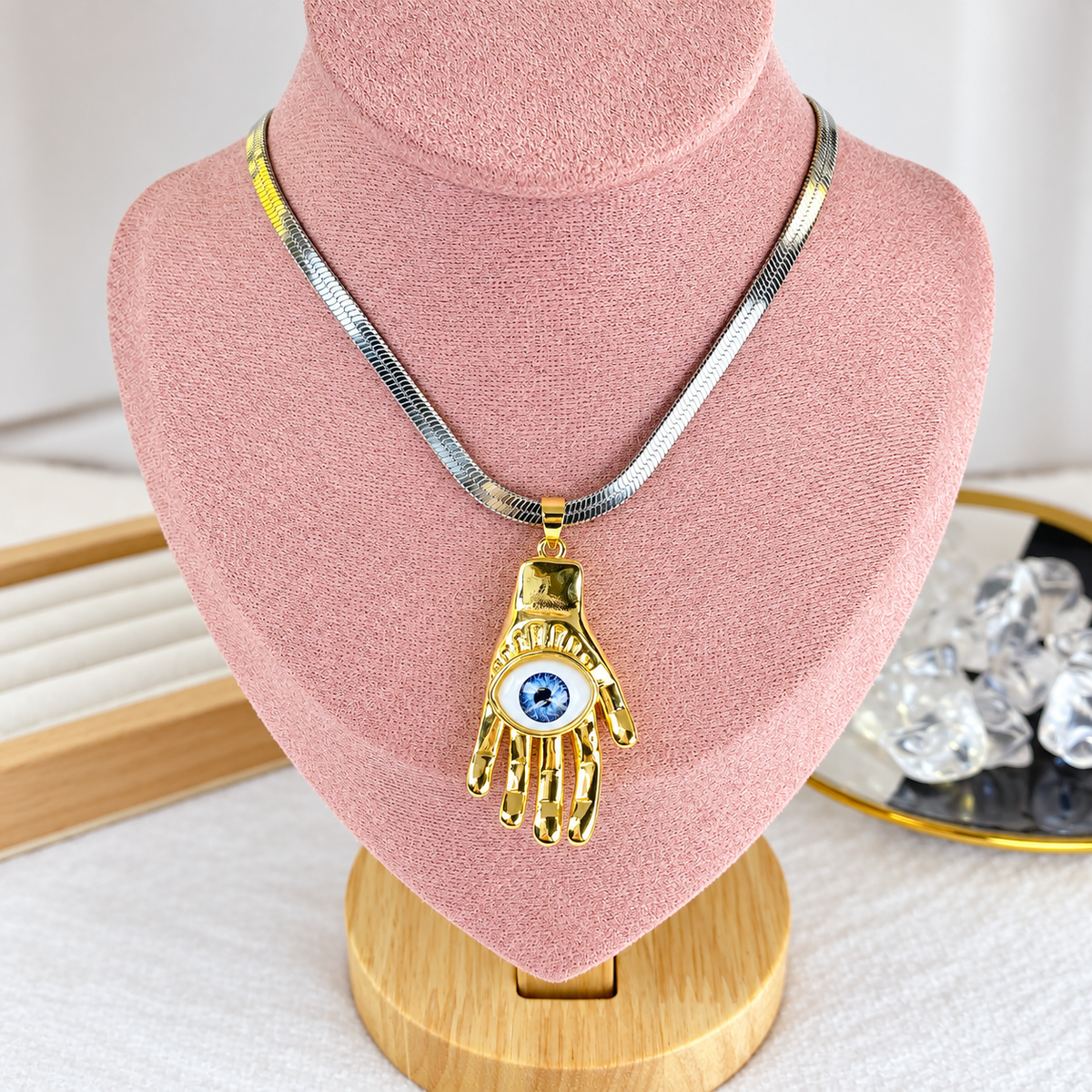 Collar de Acero Inoxidable y Dije de Chapa de Oro CAI3239-1