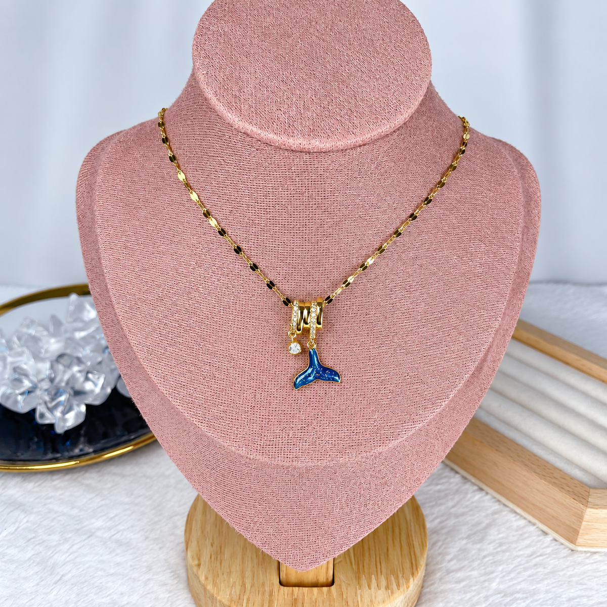 Collar de Acero Inoxidable con Dije de Chapa de Oro CAI3493-2