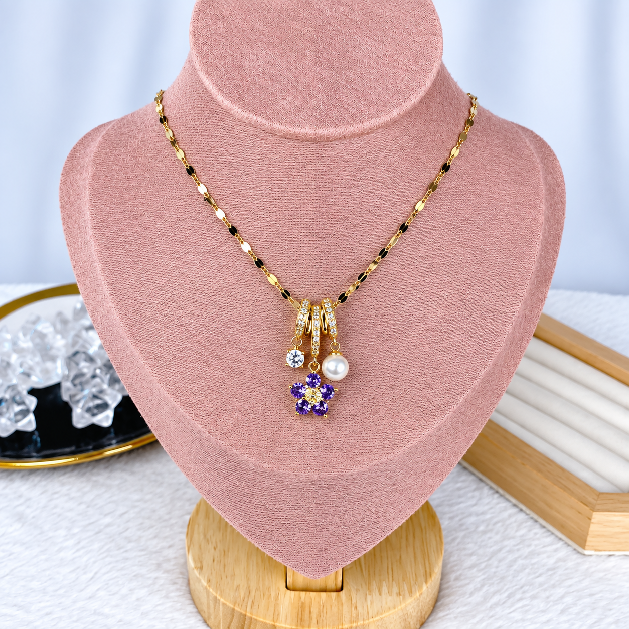 Collar de Acero Inoxidable con Dije de Chapa de Oro CAI3490-1