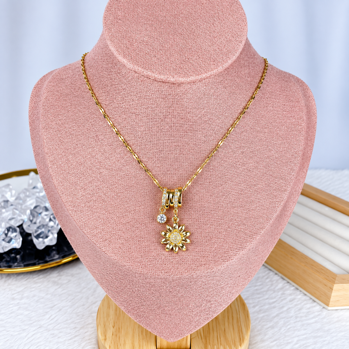 Collar de Acero Inoxidable con Dije de Chapa de Oro CAI3492-1