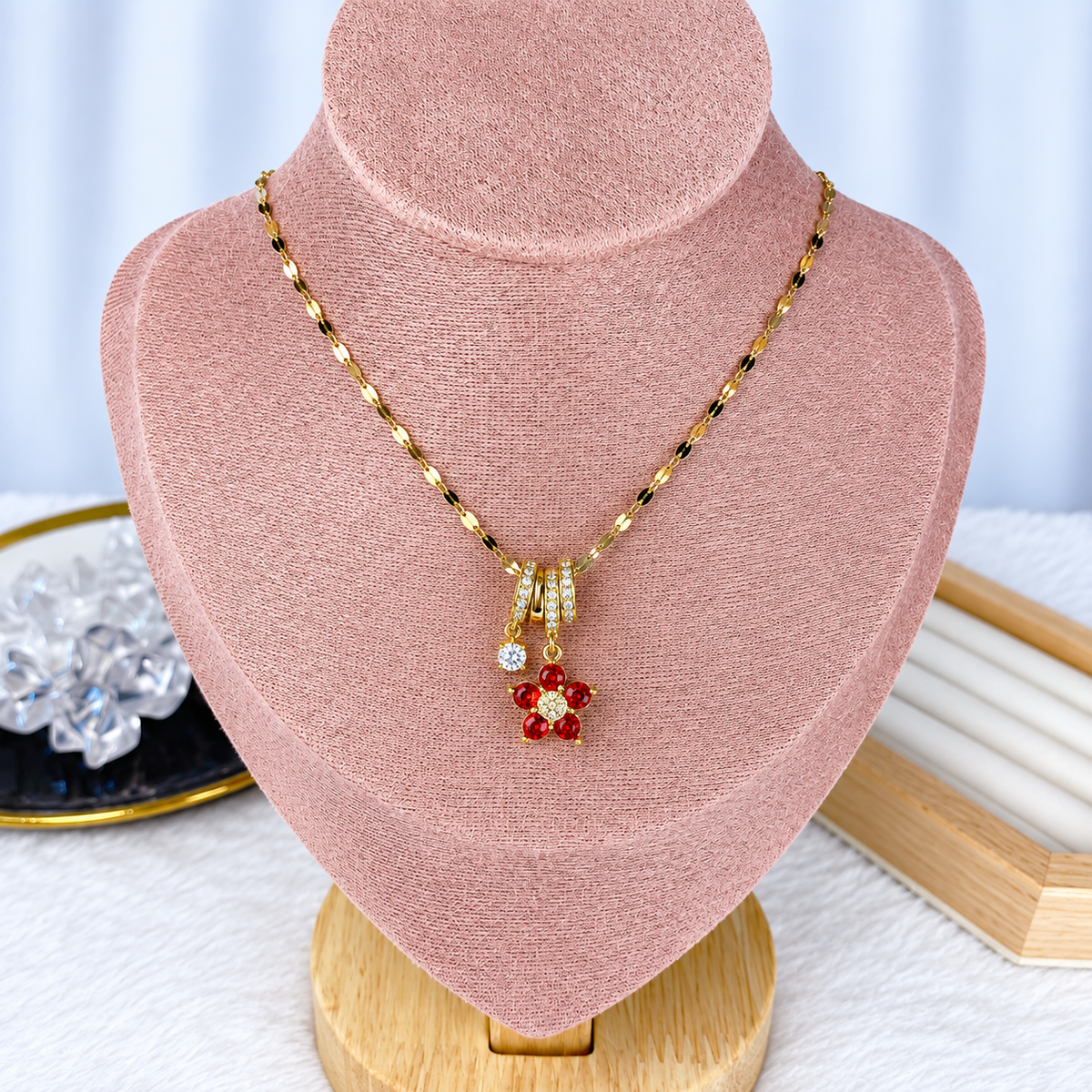 Collar de Acero Inoxidable con Dije de Chapa de Oro CAI3490-2