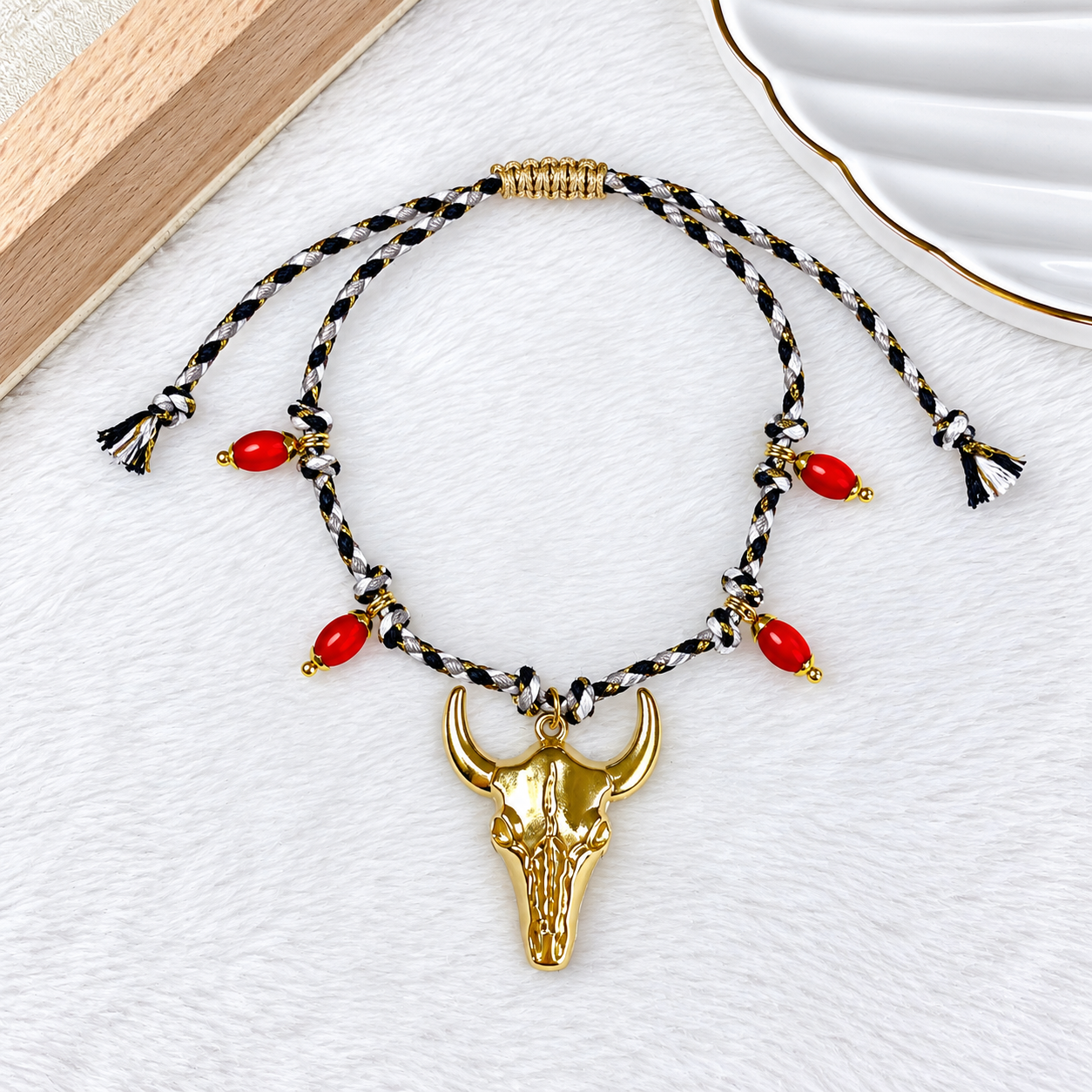 Pulsera Tejida y con Dijes de Acero Inoxidable PAI1754-1