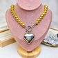 Collar de Acero Inoxidable y Dije de Chapa de Oro CAI3562-1