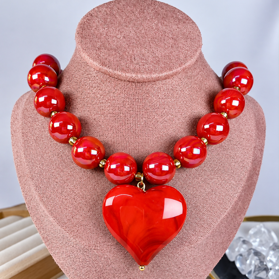 Collar Acrilico y Chapa de Oro CC2609-1