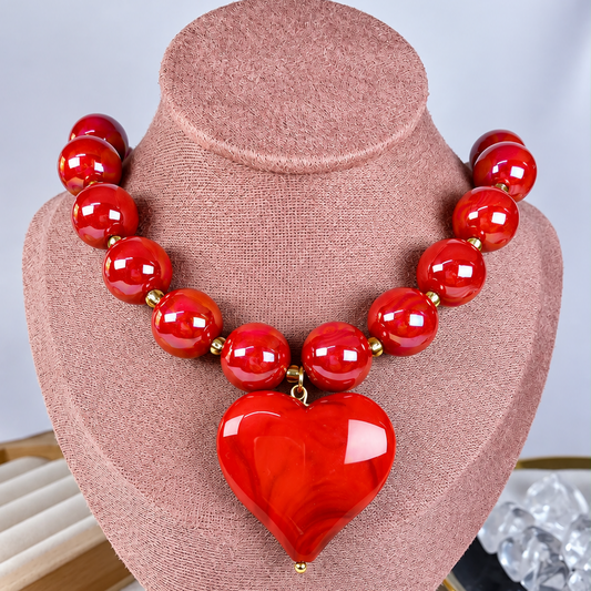 Collar Acrilico y Chapa de Oro CC2609-1