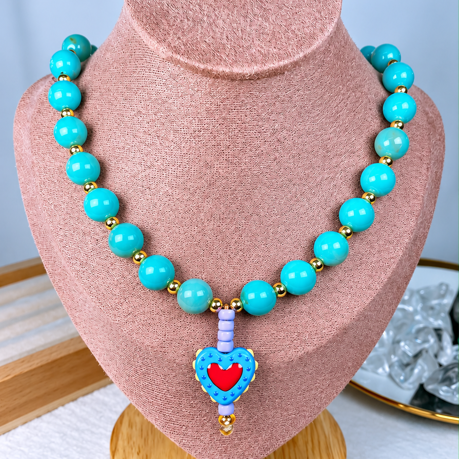 Collar de Acrilico y Chapa de Oro CC2615-6
