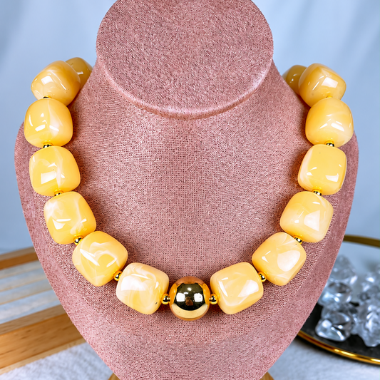 Collar de Acrilico y Chapa de Oro CC2613-18
