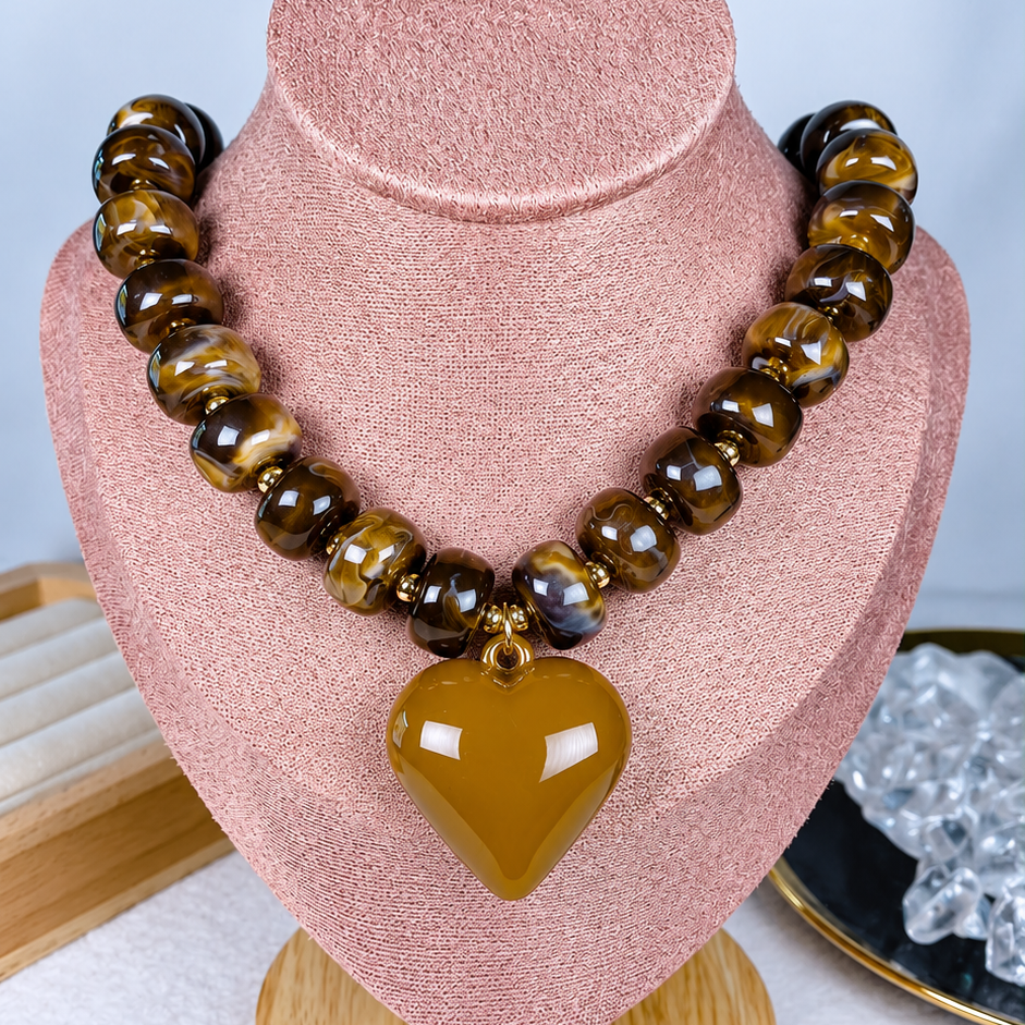 Collar de Acrilico y Chapa de Oro CC2616-2