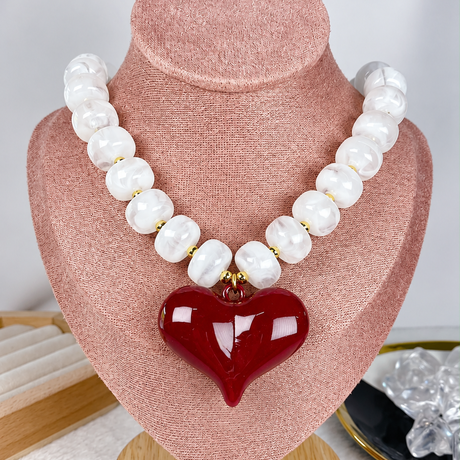 Collar de Acrilico y Chapa de Oro CC2621-1