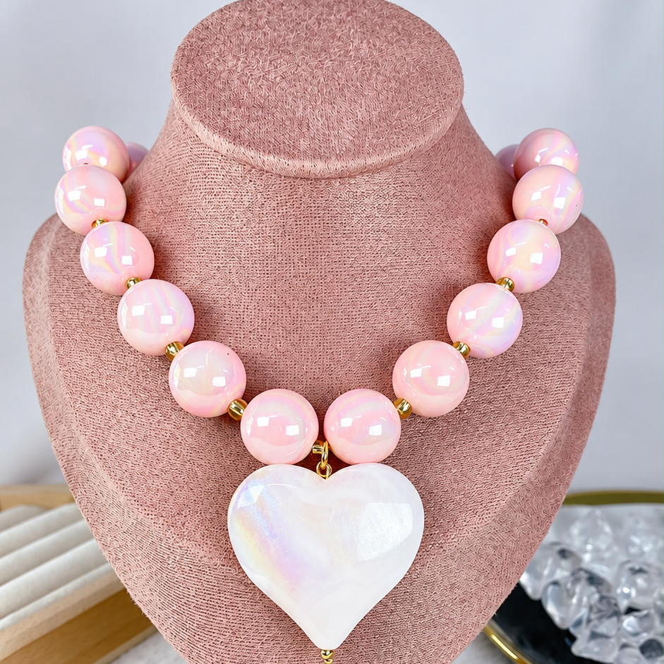 Collar Acrilico y Chapa de Oro CC2609-2