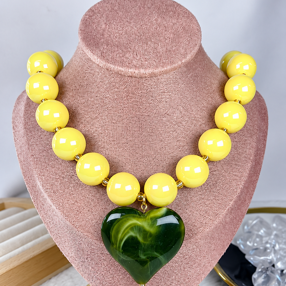Collar Acrilico y Chapa de Oro CC2609-5