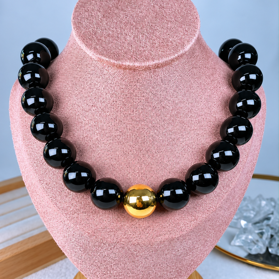 Collar de Acrilico y Chapa de Oro CC2612-1