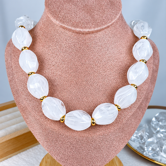 Collar de Acrilico y Chapa de Oro CC2620-5