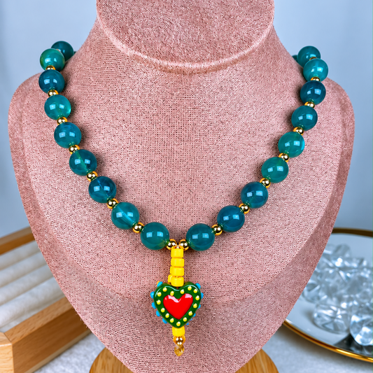 Collar de Acrilico y Chapa de Oro CC2615-8
