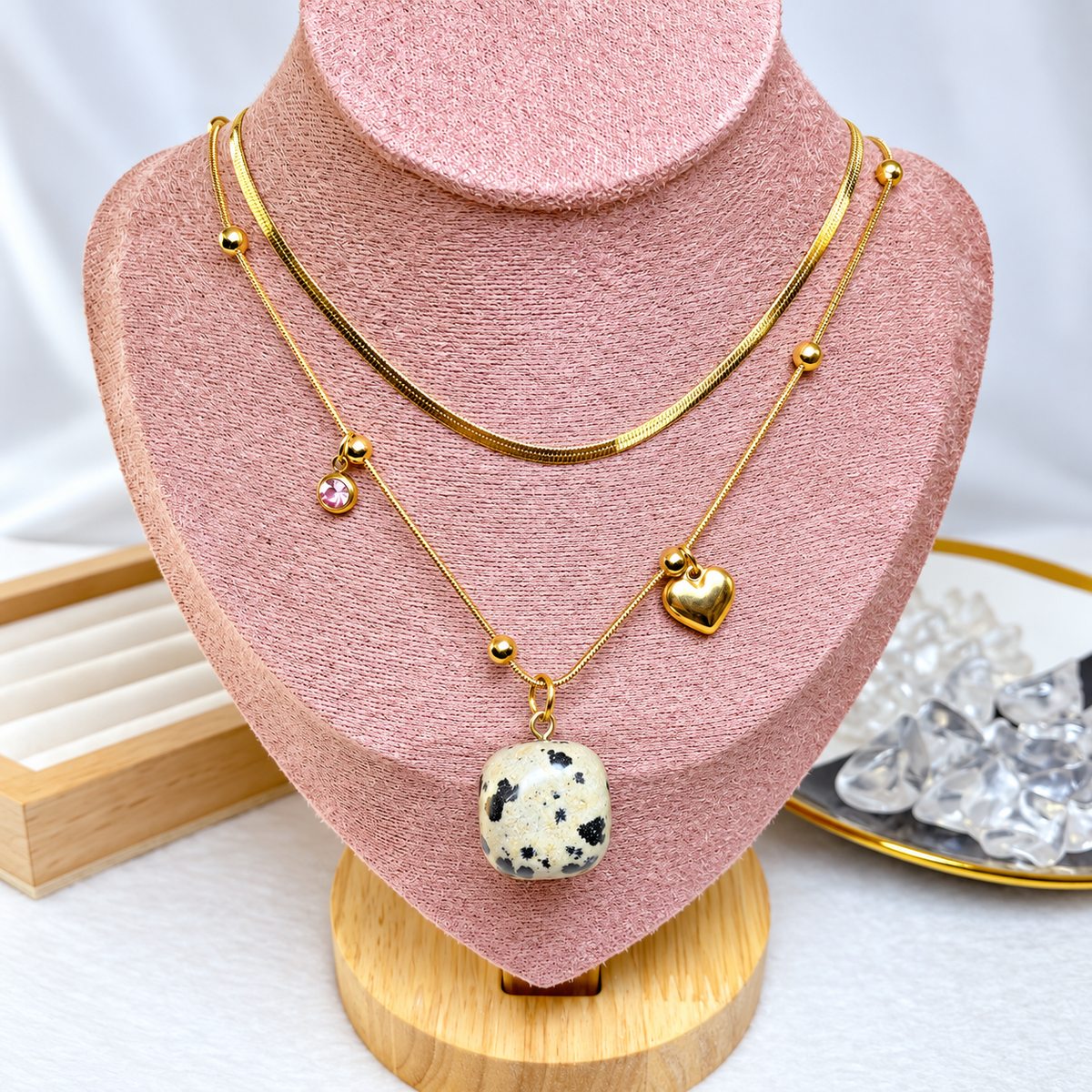 Collar Doble de Acero Inoxidable y Resina CAI3560-1