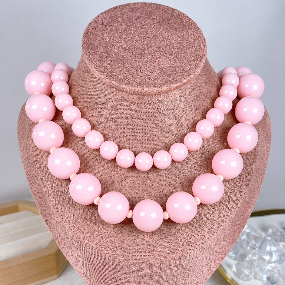 Collar Doble de Acrilico y Chapa de Oro CC2610-4