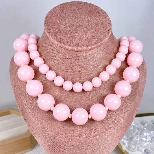 Collar Doble de Acrilico y Chapa de Oro CC2610-4