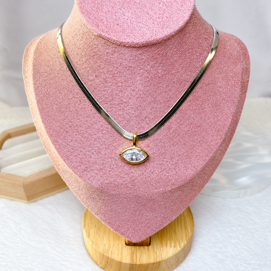 Collar de Acero Inoxidable y Dije de Chapa de Oro CAI3584-2