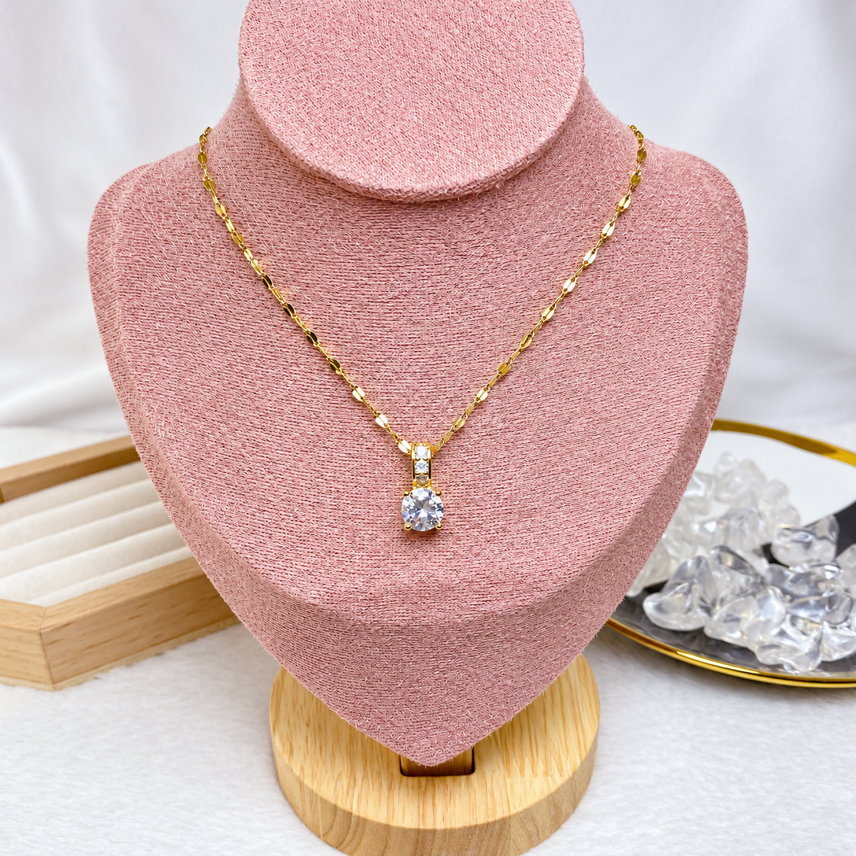 Collar de Acero Inoxidable y Dije de Chapa de Oro CAI3593-1