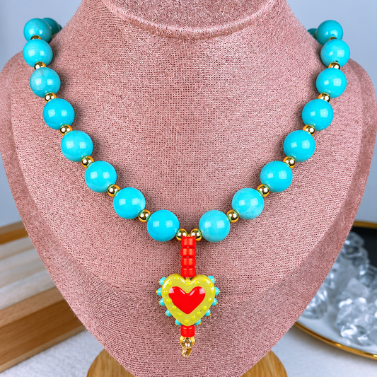 Collar de Acrilico y Chapa de Oro CC2615-7