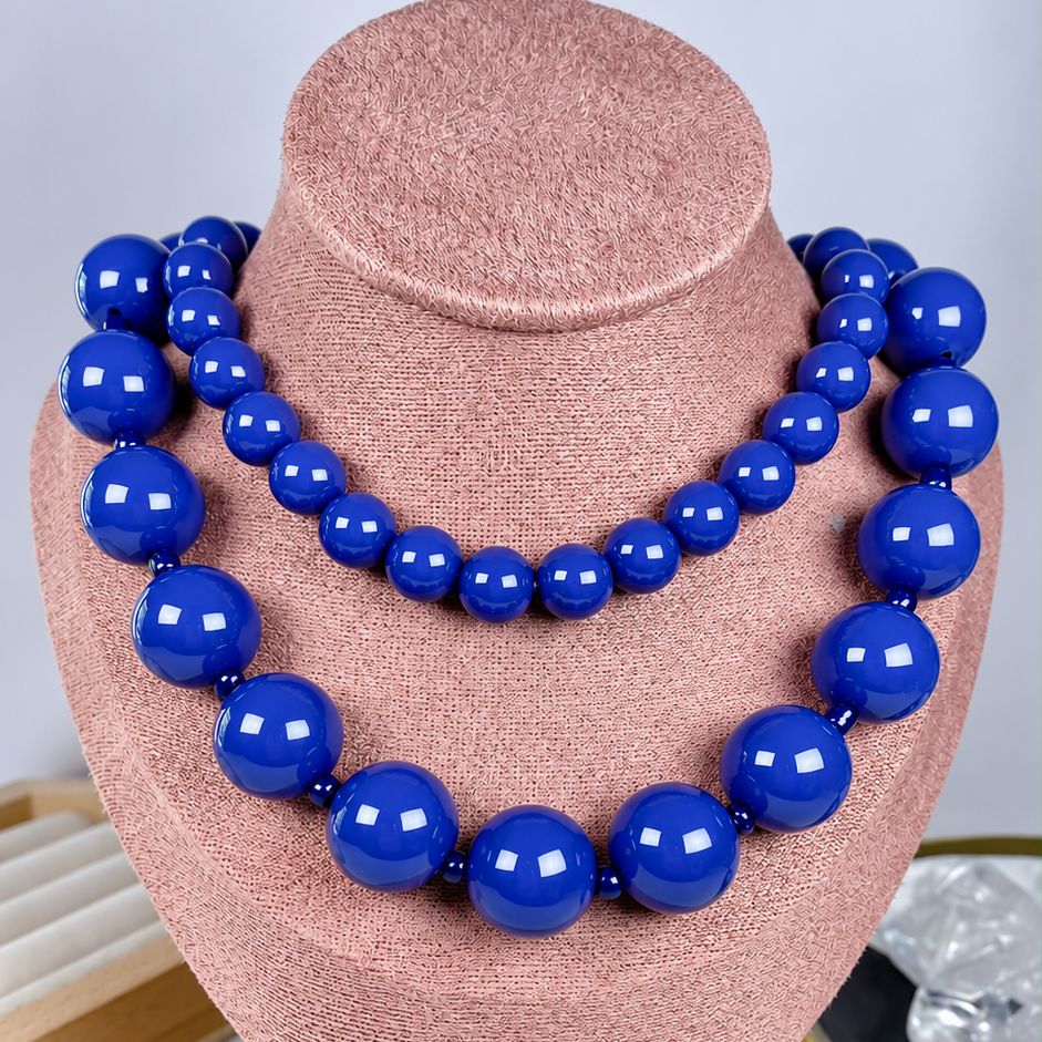 Collar Doble de Acrilico y Chapa de Oro CC2610-11