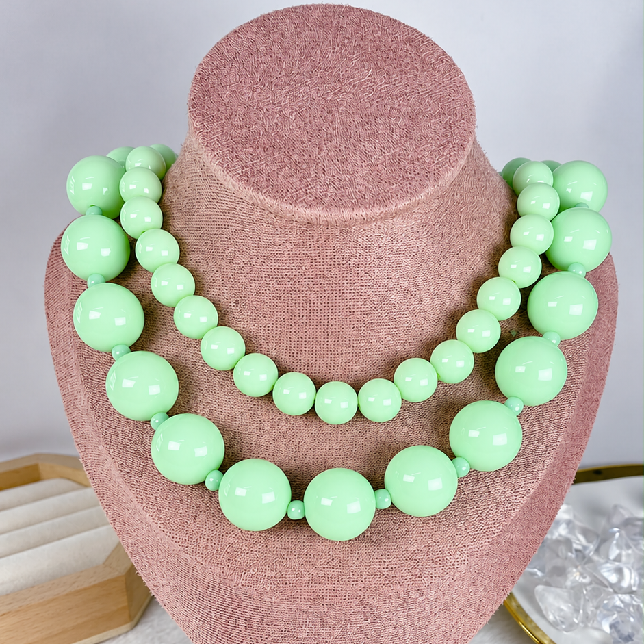 Collar Doble de Acrilico y Chapa de Oro CC2610-8