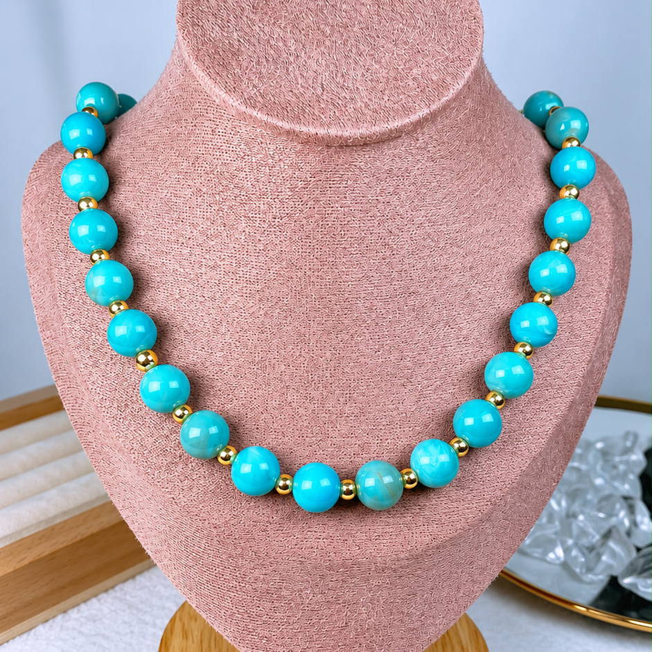 Collar de Acrilico y Chapa de Oro CC2540-5