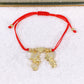 Pulsera de Hilo y Dijes de Chapa de Oro COP1930-1