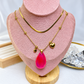 Collar Doble de Acero Inoxidable y Resina CAI3559-1