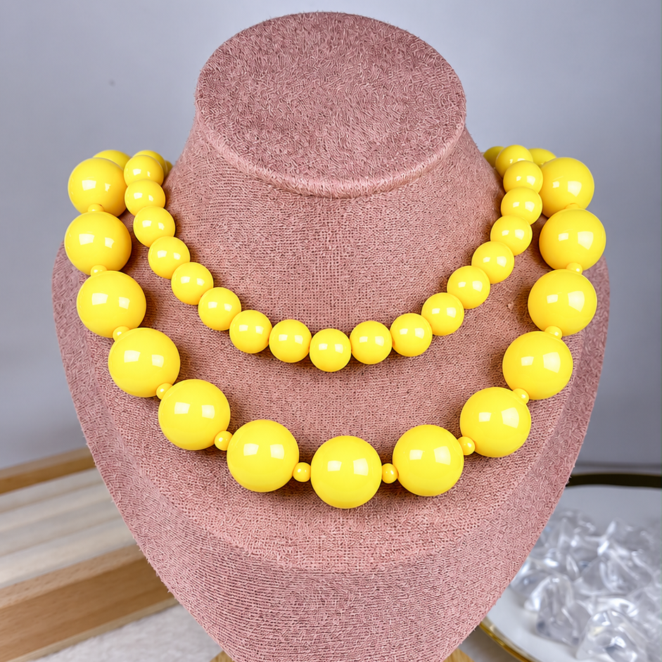 Collar Doble de Acrilico y Chapa de Oro CC2610-14