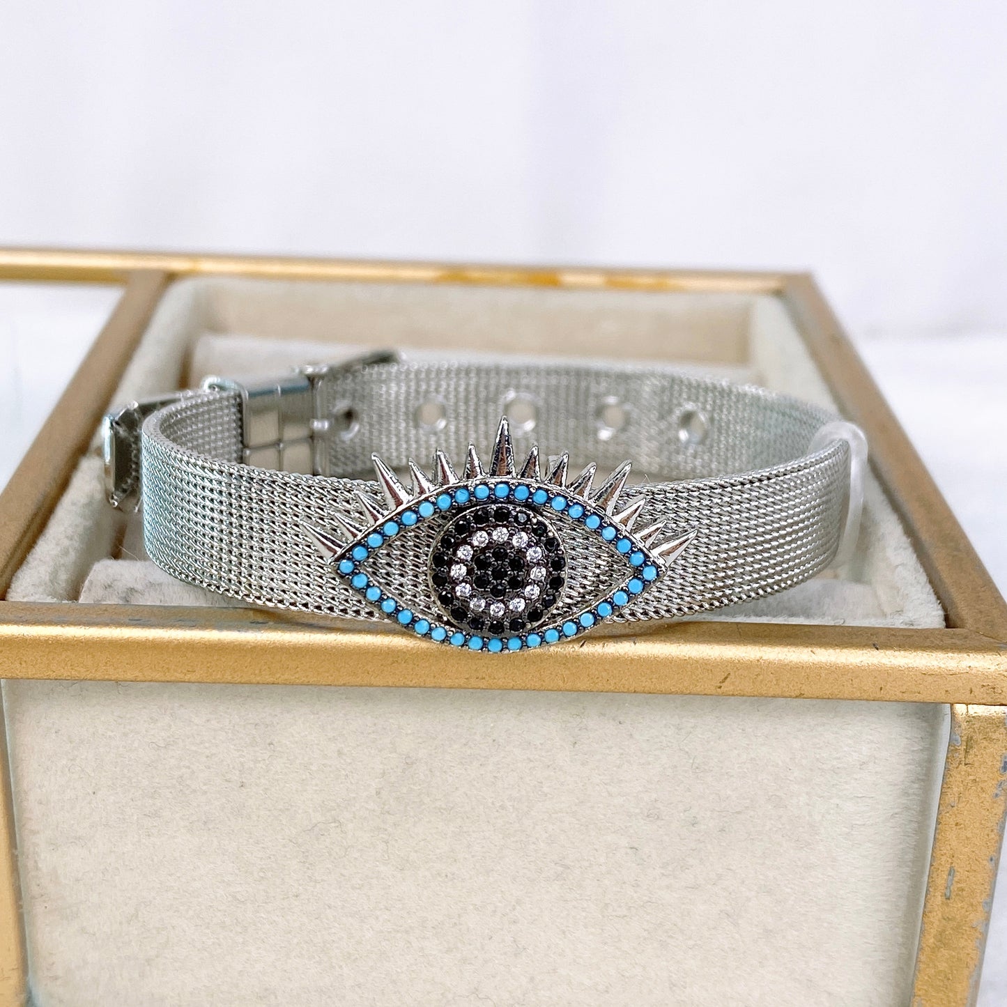 Pulsera de Acero Inoxidable y Dije de Chapa de Oro PAI1165-2