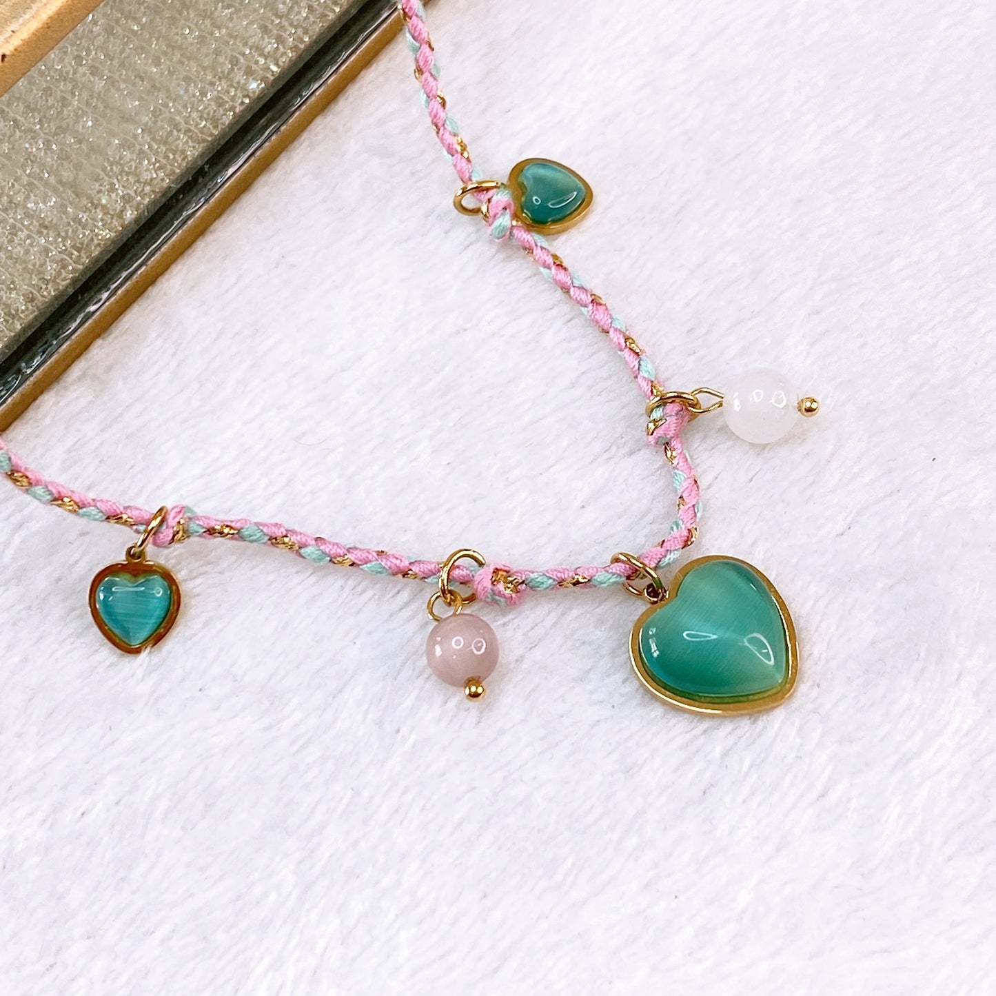 Collar Tejido con Dijes de Acero Inoxidable CAI3204-3