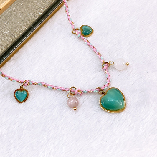 Collar Tejido con Dijes de Acero Inoxidable CAI3204-3