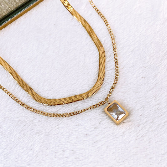 Collar Doble de Acero Inoxidable CAI3363-1