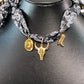 Collar de Tela con dijes de Acero Inoxidable CAI2514-1