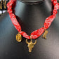 Collar de Tela con dijes de Acero Inoxidable CAI2514-2