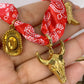 Collar de Tela con dijes de Acero Inoxidable CAI2514-2
