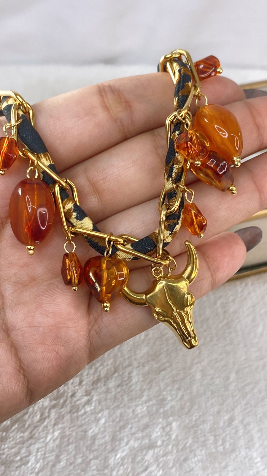 Collar de Tela con dije de Acero Inoxidable CAI2720-1